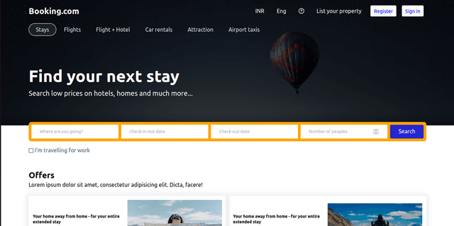 Booking Dot Com Clone